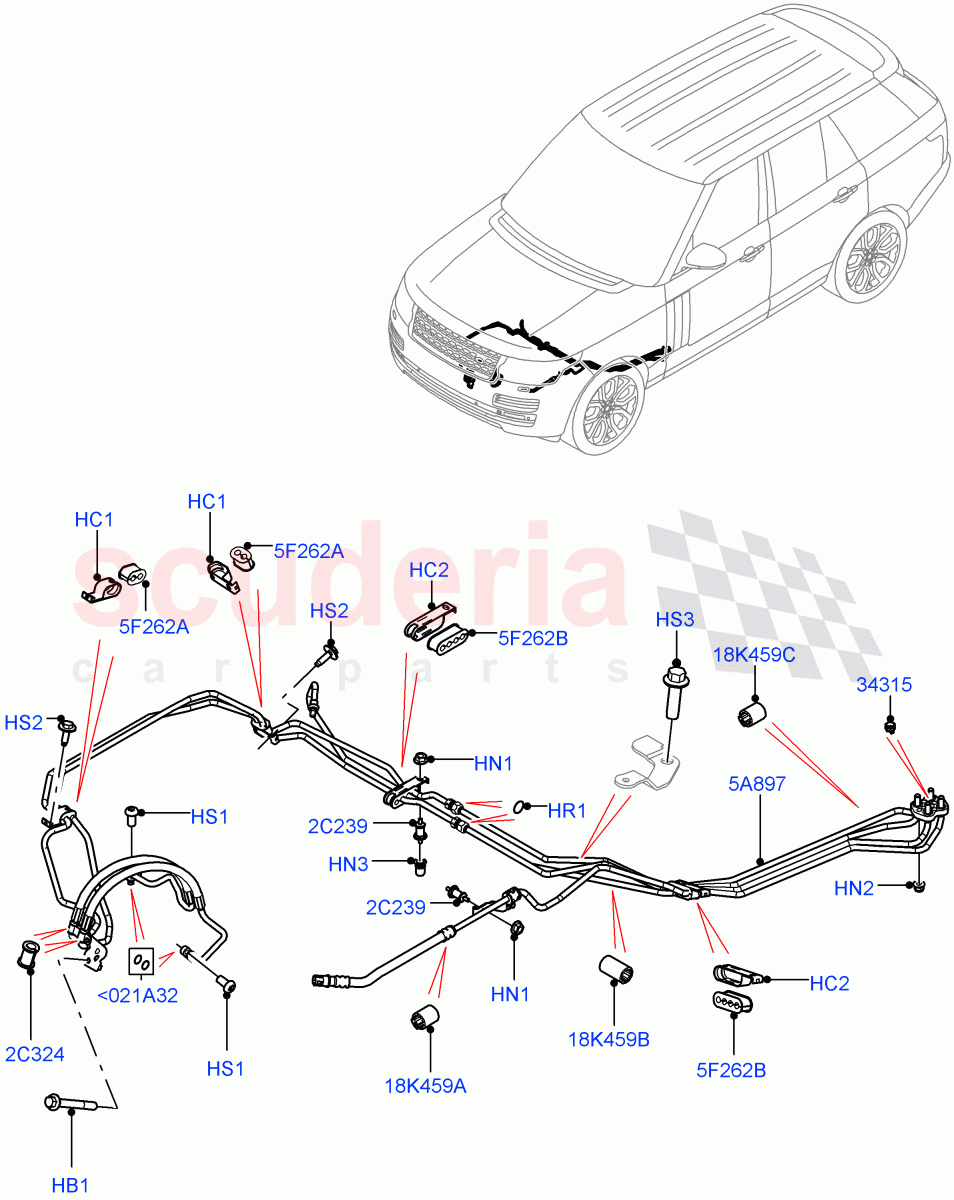 Active Anti-Roll Bar System (ARC Pipes, Front) (Electronic Air Suspension With ACE) ((V) FROMKA000001) of Land Rover Land Rover Range Rover (2012-2021) [2.0 Turbo Petrol GTDI]