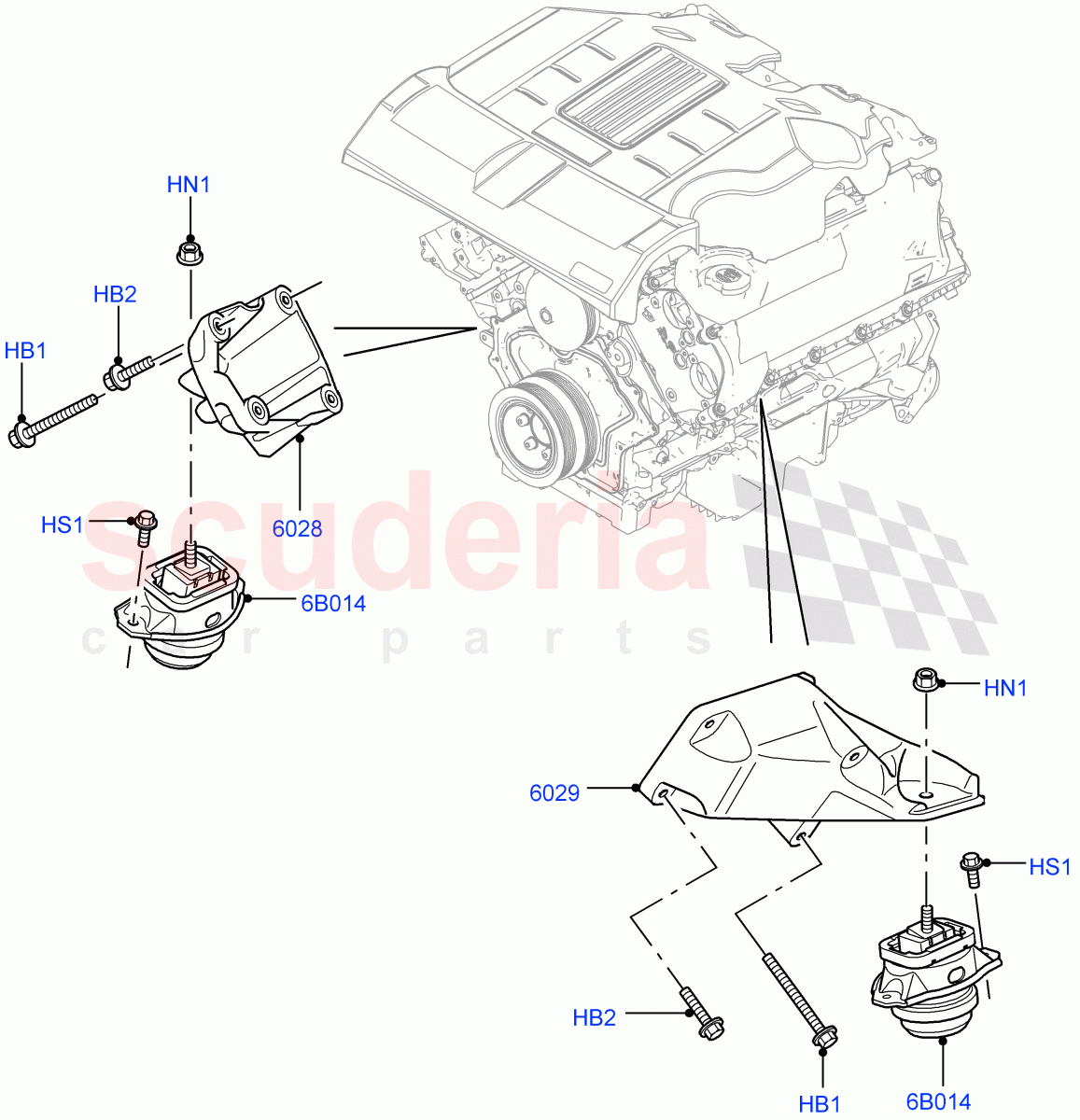 Engine Mounting (3.0L DOHC GDI SC V6 PETROL) ((V) FROMEA000001) of Land Rover Land Rover Discovery 4 (2010-2016) [2.7 Diesel V6]