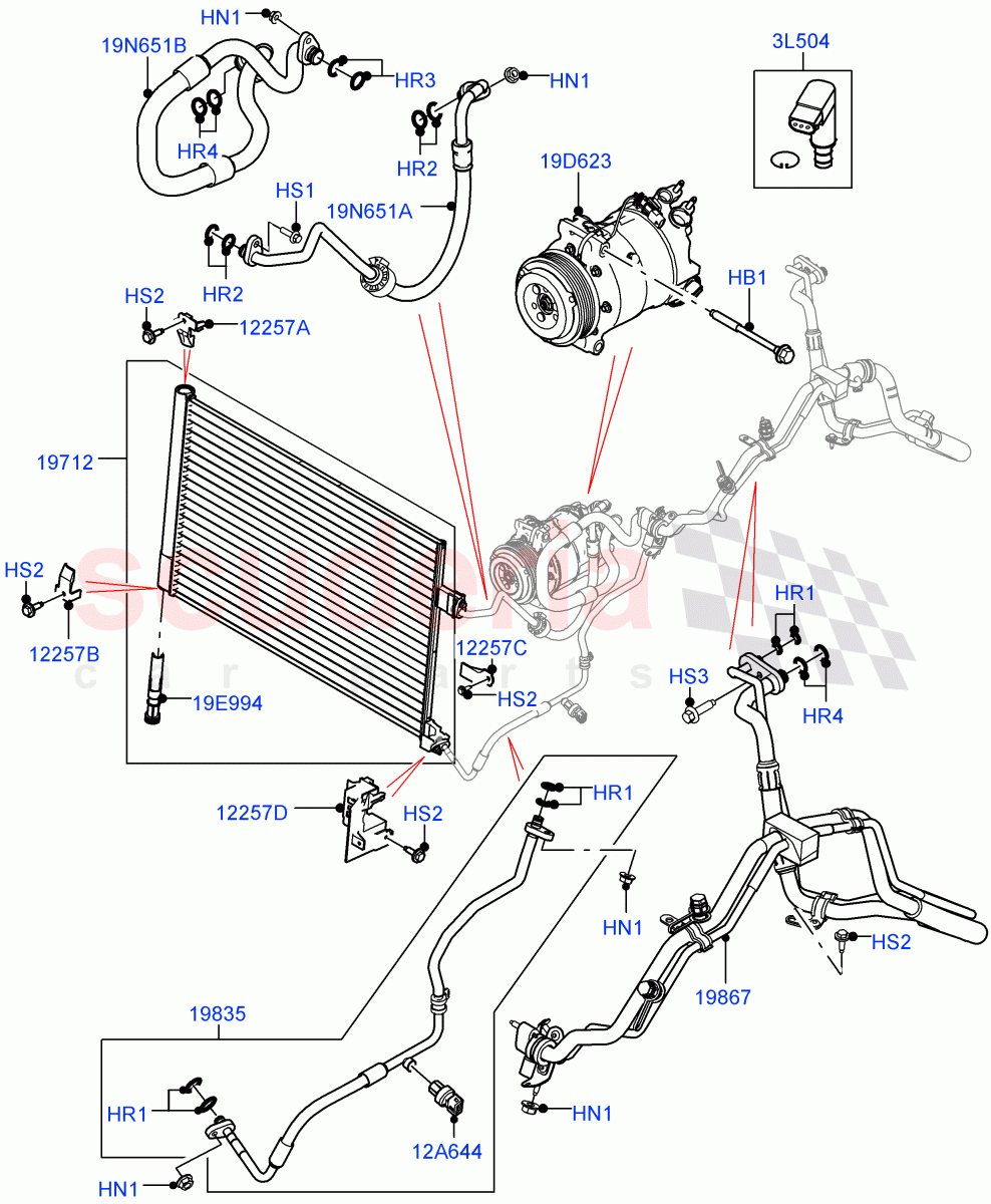 Air Conditioning Condensr/Compressr (Front) (2.0L I4 Mid DOHC AJ200 Petrol, 2.0L I4 DSL HIGH DOHC AJ200, 2.0L I4 High DOHC AJ200 Petrol, 2.0L I4 DSL MID DOHC AJ200) ((V) TOLA999999) of Land Rover Land Rover Range Rover Velar (2017+) [3.0 I6 Turbo Petrol AJ20P6]