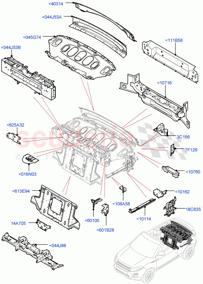 Floor Pan - Centre And Rear (2 Door Convertible, Halewood (UK)) ((V) FROMGH125984) of Land Rover Land Rover Range Rover Evoque (2012-2018) [2.0 Turbo Petrol AJ200P]