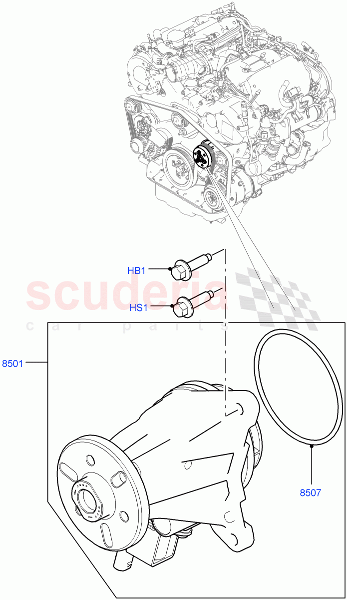 Water Pump(Solihull Plant Build, Main Unit)(3.0 V6 D Gen2 Twin Turbo,3.0 V6 D Low MT ROW,3.0 V6 D Gen2 Mono Turbo)((V)FROMFA000001) of Land Rover Land Rover Range Rover (2012-2021) [3.0 Diesel 24V DOHC TC]