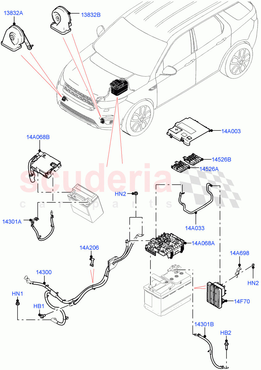 Battery Cables And Horn (Changsu (China)) ((V) FROMKG446857) of Land Rover Land Rover Discovery Sport (2015+) [2.2 Single Turbo Diesel]