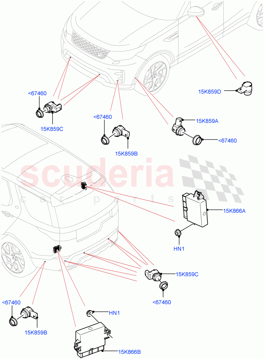 Parking Distance Control(Solihull Plant Build)((V)FROMHA000001) of Land Rover Land Rover Discovery 5 (2017+) [2.0 Turbo Petrol AJ200P]