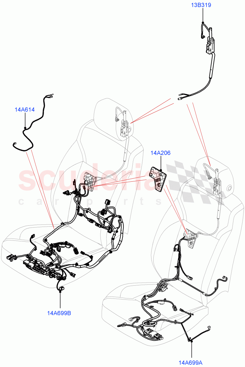 Wiring - Seats (Front Seats) ((V) TOLA999999) of Land Rover Land Rover Range Rover Velar (2017+) [3.0 Diesel 24V DOHC TC]