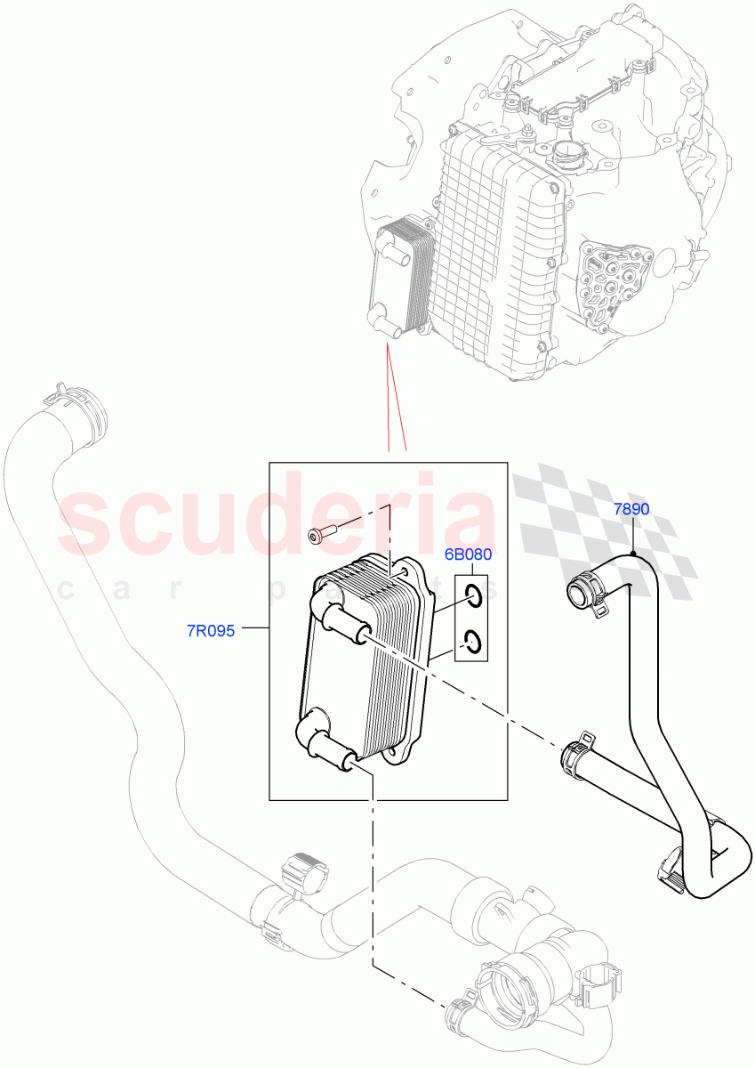 Transmission Cooling Systems (2.0L 16V TIVCT T/C 240PS Petrol, 9 Speed Auto AWD, Halewood (UK), 2.0L 16V TIVCT T/C Gen2 Petrol) ((V) FROMEH000001) of Land Rover Land Rover Range Rover Evoque (2012-2018) [2.0 Turbo Diesel]