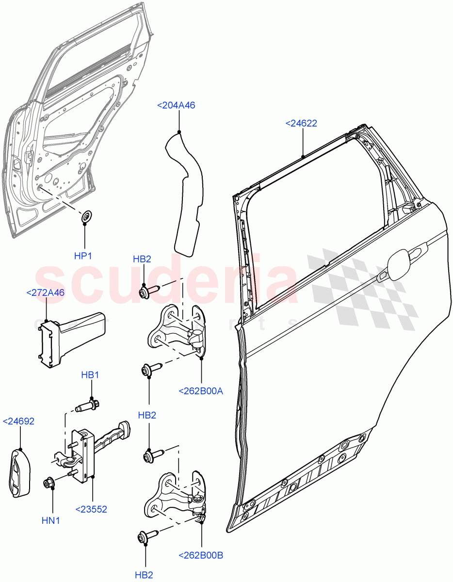 Rear Doors, Hinges & Weatherstrips(Door And Fixings) of Land Rover Land Rover Range Rover Sport (2014+) [2.0 Turbo Petrol AJ200P]