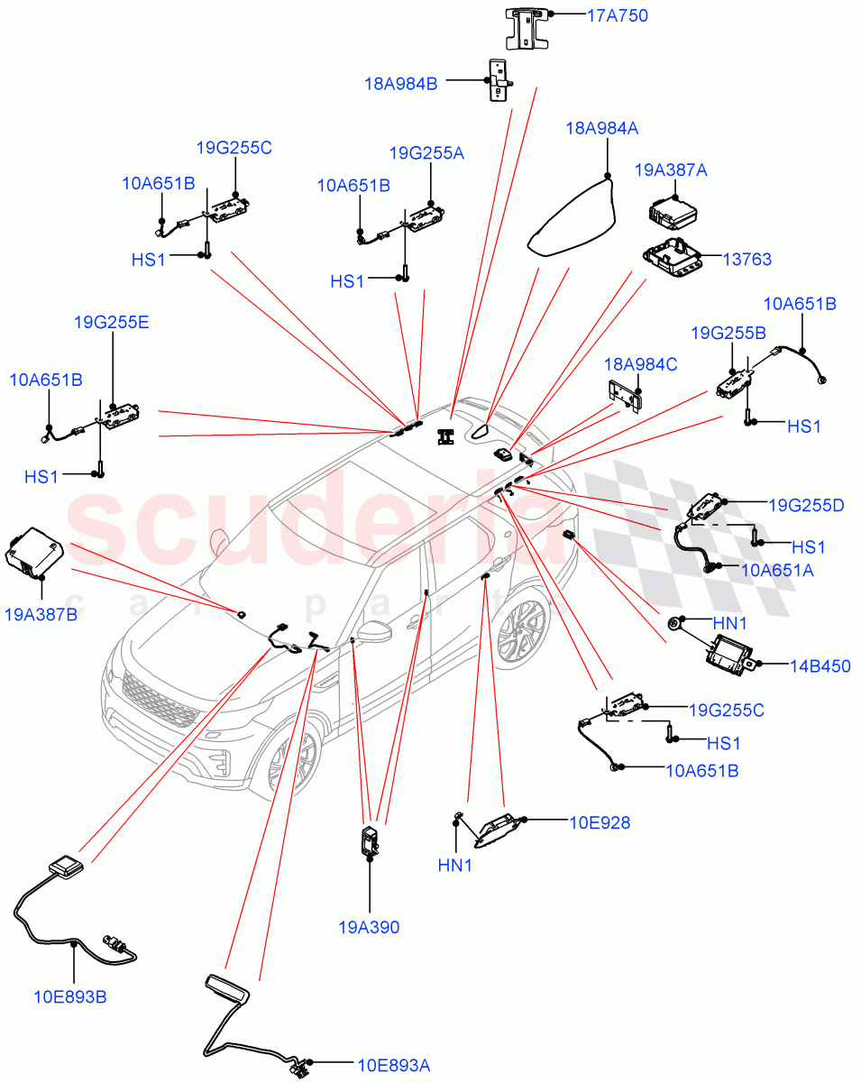 Aerial(Nitra Plant Build)((V)FROMK2000001) of Land Rover Land Rover Discovery 5 (2017+) [3.0 Diesel 24V DOHC TC]