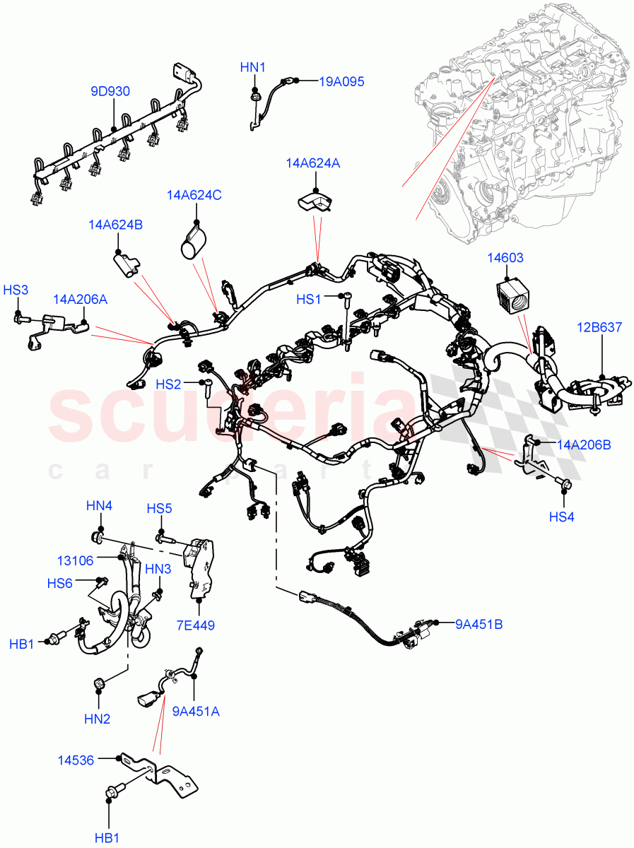 Engine Harness(Nitra Plant Build)(3.0L AJ20P6 Petrol High)((V)FROMM2000001) of Land Rover Land Rover Discovery 5 (2017+) [2.0 Turbo Diesel]