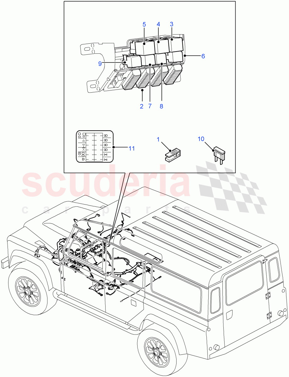 Relays And Fuses ((V) FROM7A000001) of Land Rover Land Rover Defender (2007-2016)