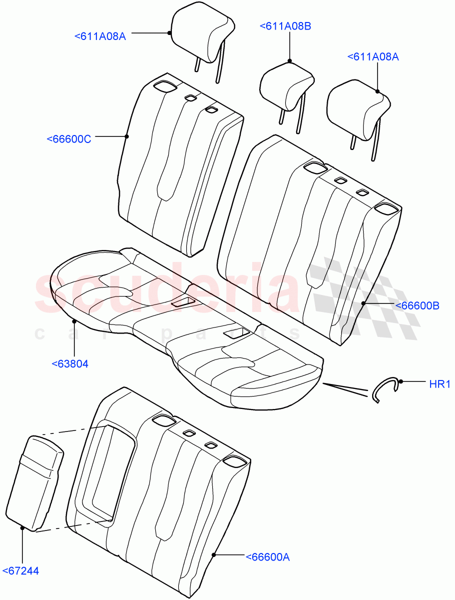 Rear Seat Covers (Taurus Leather, Itatiaia (Brazil), 2nd Row Seat 60/40 (3 P) - Folding) ((V) FROMGT000001) of Land Rover Land Rover Range Rover Evoque (2012-2018) [2.0 Turbo Diesel]