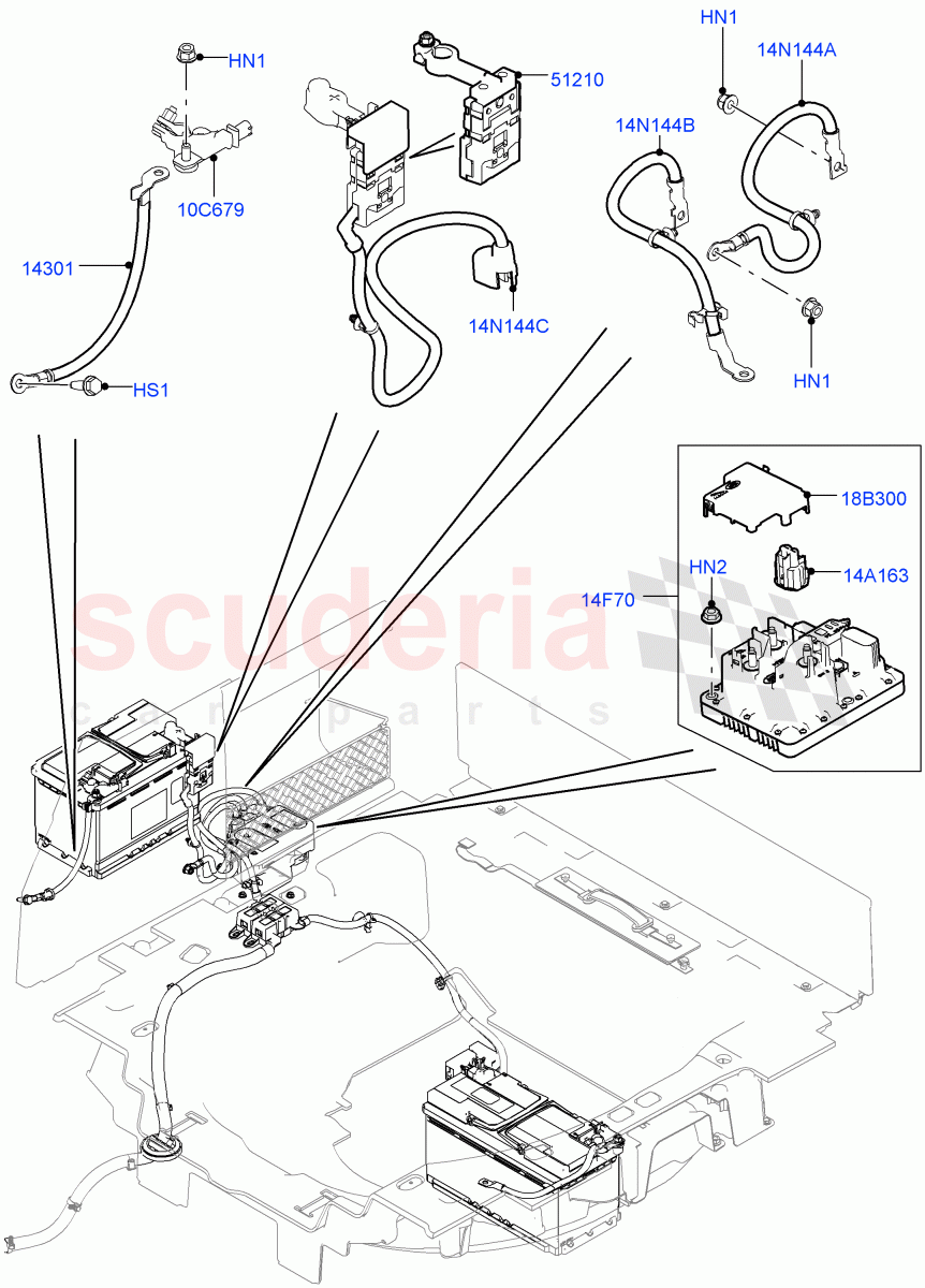 Battery Cables And Horn(Battery Cables)(3.0 V6 Diesel,Auxillary Battery H6 AGM,4.4L DOHC DITC V8 Diesel) of Land Rover Land Rover Range Rover (2012-2021) [3.0 DOHC GDI SC V6 Petrol]