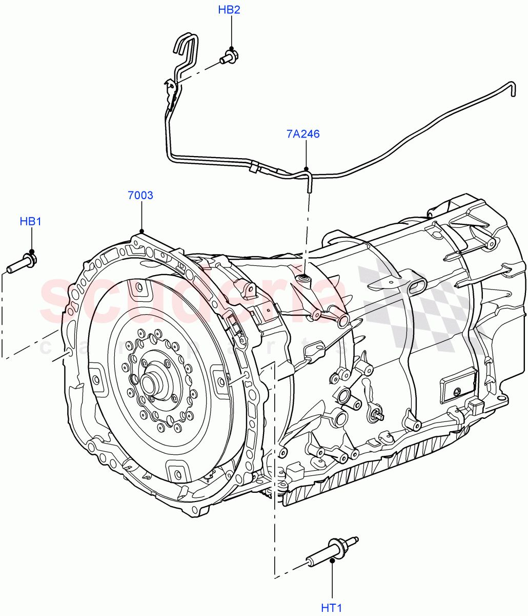 Auto Trans Assy & Speedometer Drive(3.0 V6 Diesel Electric Hybrid Eng,8 Speed Auto Trans ZF 8HP70 HEV 4WD,3.0 V6 D Gen2 Mono Turbo,3.0 V6 D Gen2 Twin Turbo)((V)FROMEA000001) of Land Rover Land Rover Range Rover Sport (2014+) [2.0 Turbo Petrol AJ200P]