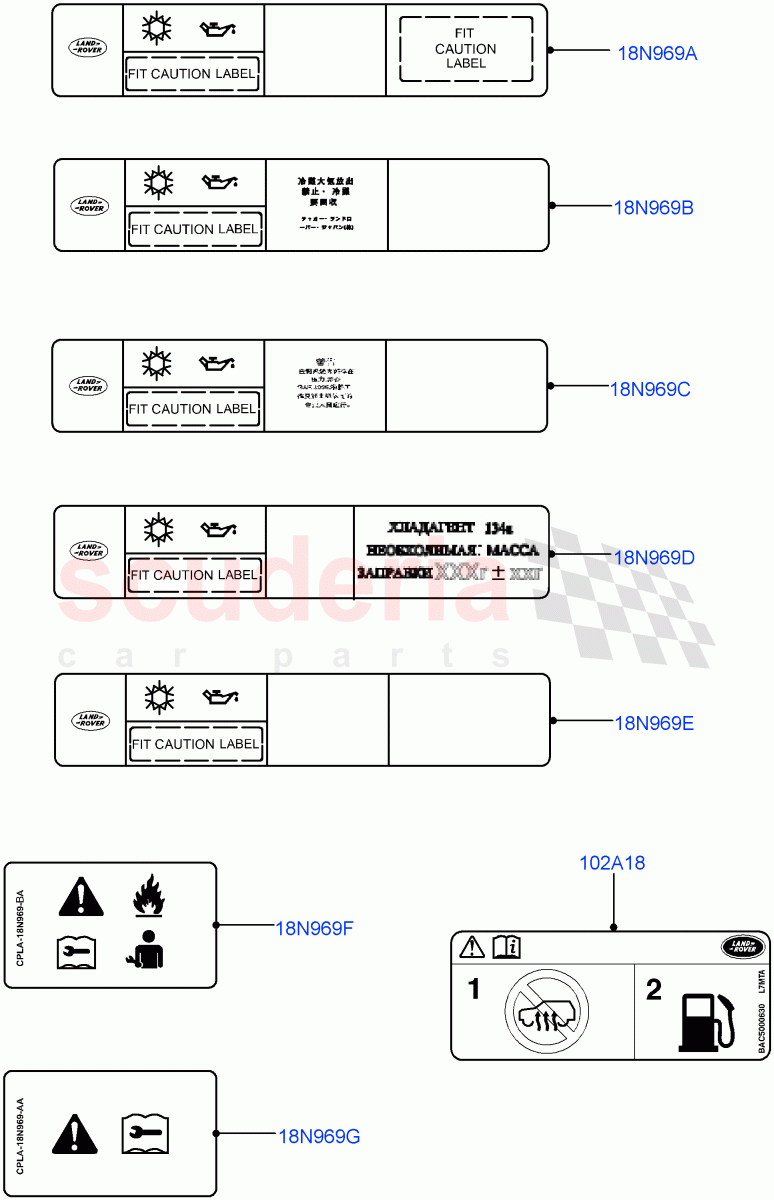 Labels(Solihull Plant Build, Air Conditioning)((V)FROMHA000001) of Land Rover Land Rover Discovery 5 (2017+) [2.0 Turbo Petrol AJ200P]