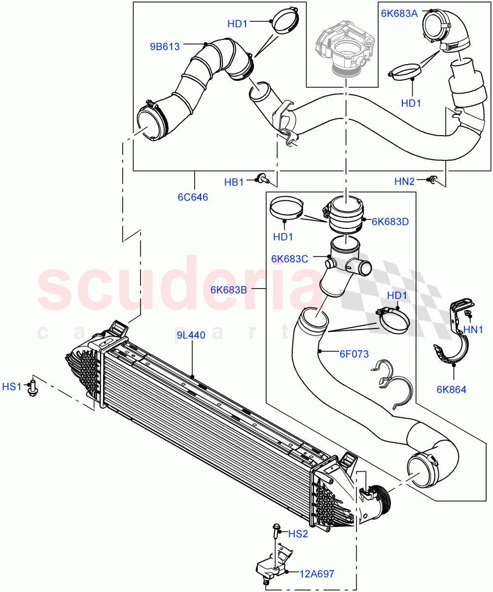 Intercooler/Air Ducts And Hoses (2.0L 16V TIVCT T/C 240PS Petrol, Changsu (China)) ((V) FROMEG000001) of Land Rover Land Rover Range Rover Evoque (2012-2018) [2.0 Turbo Petrol GTDI]
