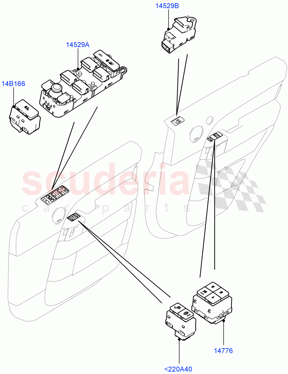 Switches(Front And Rear Doors)((V)TOHA999999) of Land Rover Land Rover Range Rover (2012-2021) [5.0 OHC SGDI SC V8 Petrol]