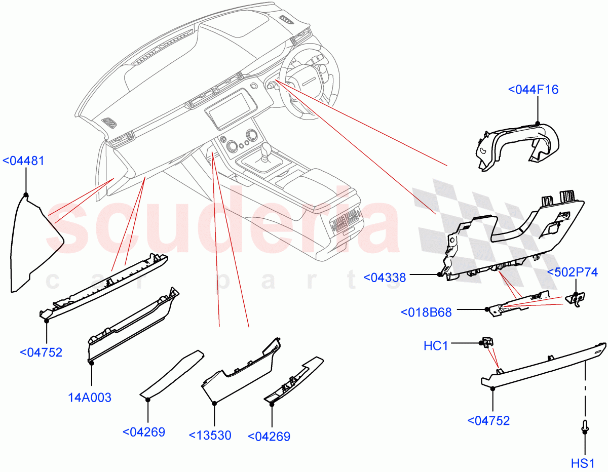 Instrument Panel (External Components, Lower) (Itatiaia (Brazil)) of Land Rover Land Rover Range Rover Evoque (2019+) [2.0 Turbo Petrol AJ200P]