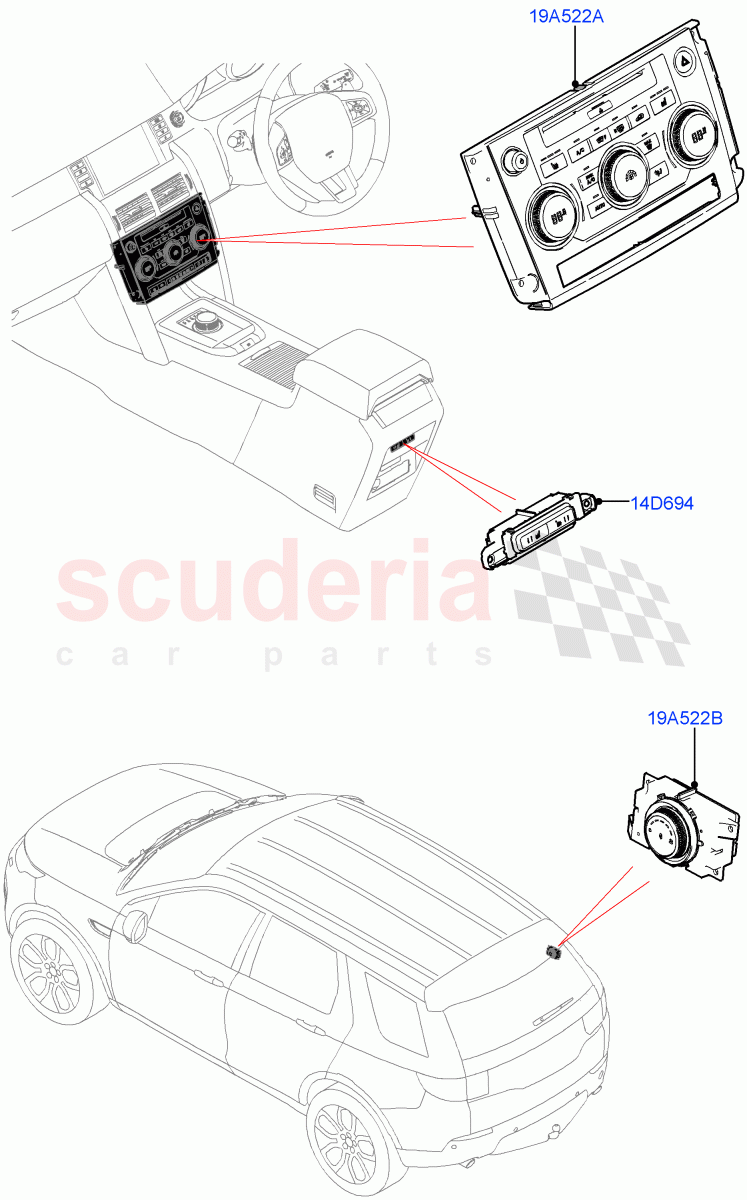Heater & Air Conditioning Controls (Halewood (UK)) ((V) TOKH999999) of Land Rover Land Rover Discovery Sport (2015+) [1.5 I3 Turbo Petrol AJ20P3]