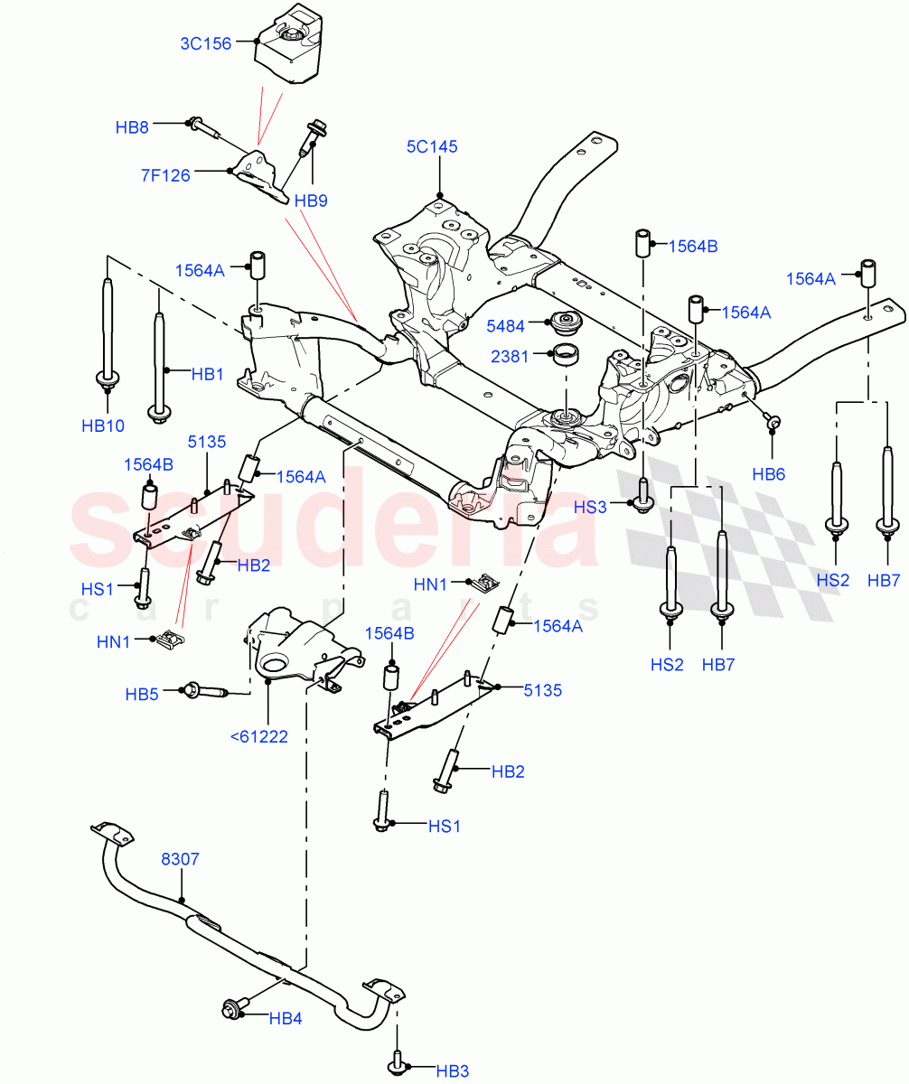 Front Cross Member & Stabilizer Bar(Crossmember)((V)FROMJA000001) of Land Rover Land Rover Range Rover (2012-2021) [3.0 DOHC GDI SC V6 Petrol]