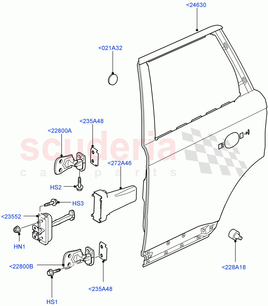 Rear Doors, Hinges & Weatherstrips (Door And Fixings) ((V) TO9A999999) of Land Rover Land Rover Range Rover Sport (2005-2009) [3.6 V8 32V DOHC EFI Diesel]