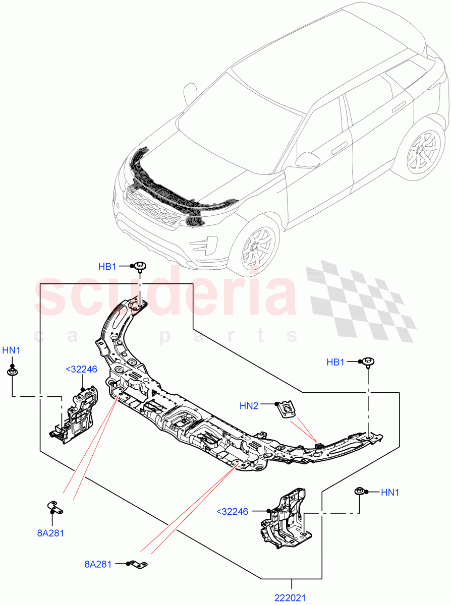 Front Panels, Aprons & Side Members (Front Panel) (Halewood (UK)) of Land Rover Land Rover Range Rover Evoque (2019+) [2.0 Turbo Diesel]