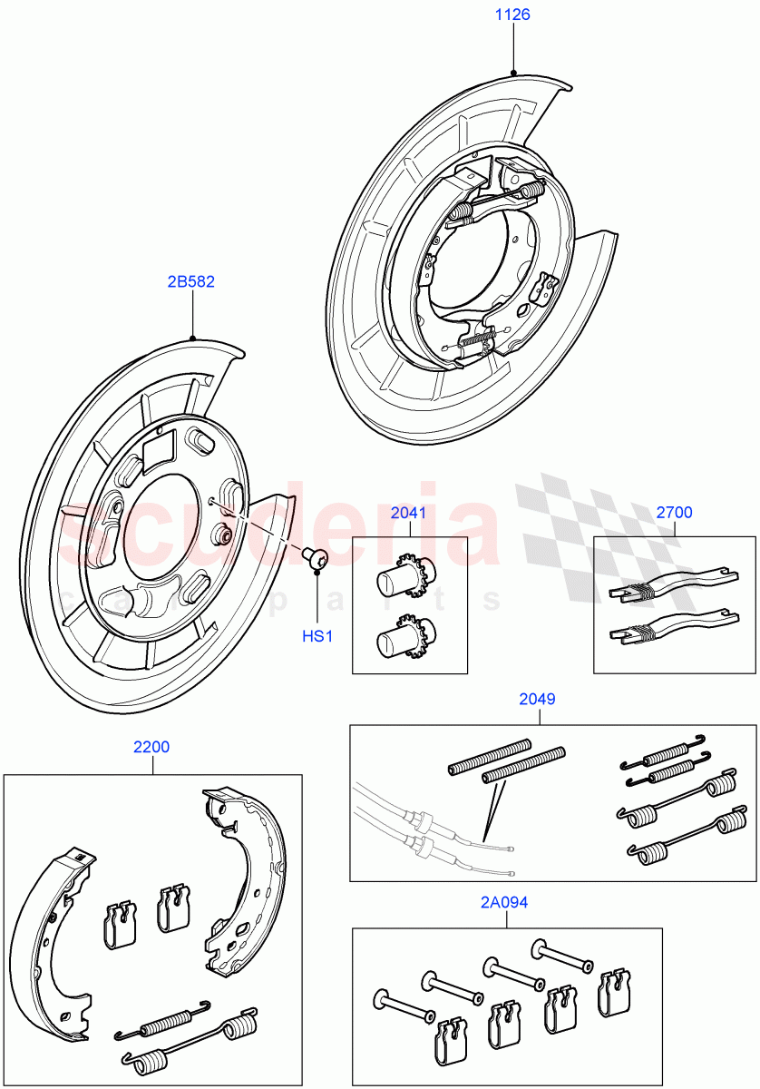 Parking Brake (Brake Shoes) ((V) TO9A999999) of Land Rover Land Rover Range Rover Sport (2005-2009) [4.2 Petrol V8 Supercharged]