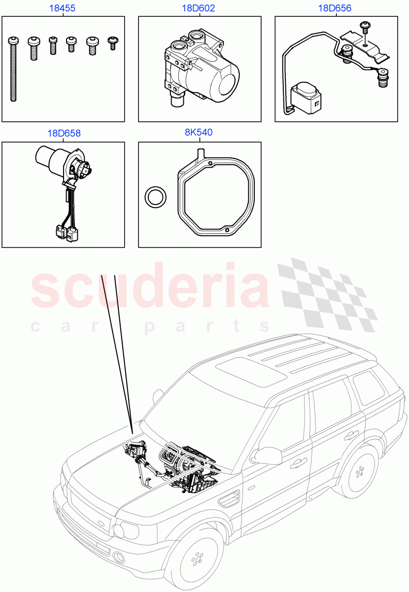Auxiliary Fuel Fired Pre-Heater (Page B) (With Fuel Fired Heater) ((V) TO9A999999) of Land Rover Land Rover Range Rover Sport (2005-2009) [4.2 Petrol V8 Supercharged]