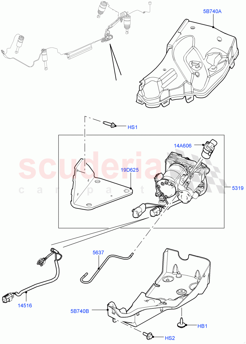 Air Suspension Compressor And Lines ('AMK' Compressor) ((V) FROMDA768700) of Land Rover Land Rover Range Rover Sport (2010-2013) [5.0 OHC SGDI NA V8 Petrol]