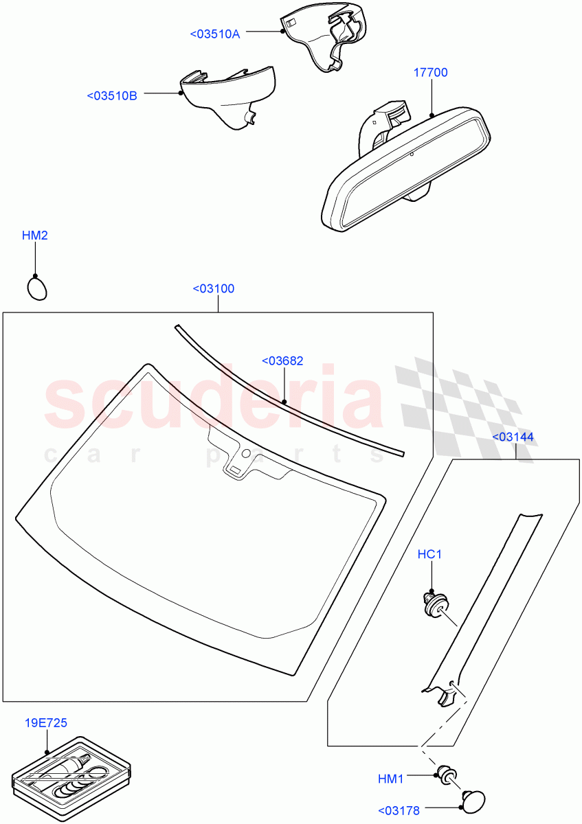 Windscreen/Inside Rear View Mirror((V)TO9A999999) of Land Rover Land Rover Range Rover Sport (2005-2009) [3.6 V8 32V DOHC EFI Diesel]