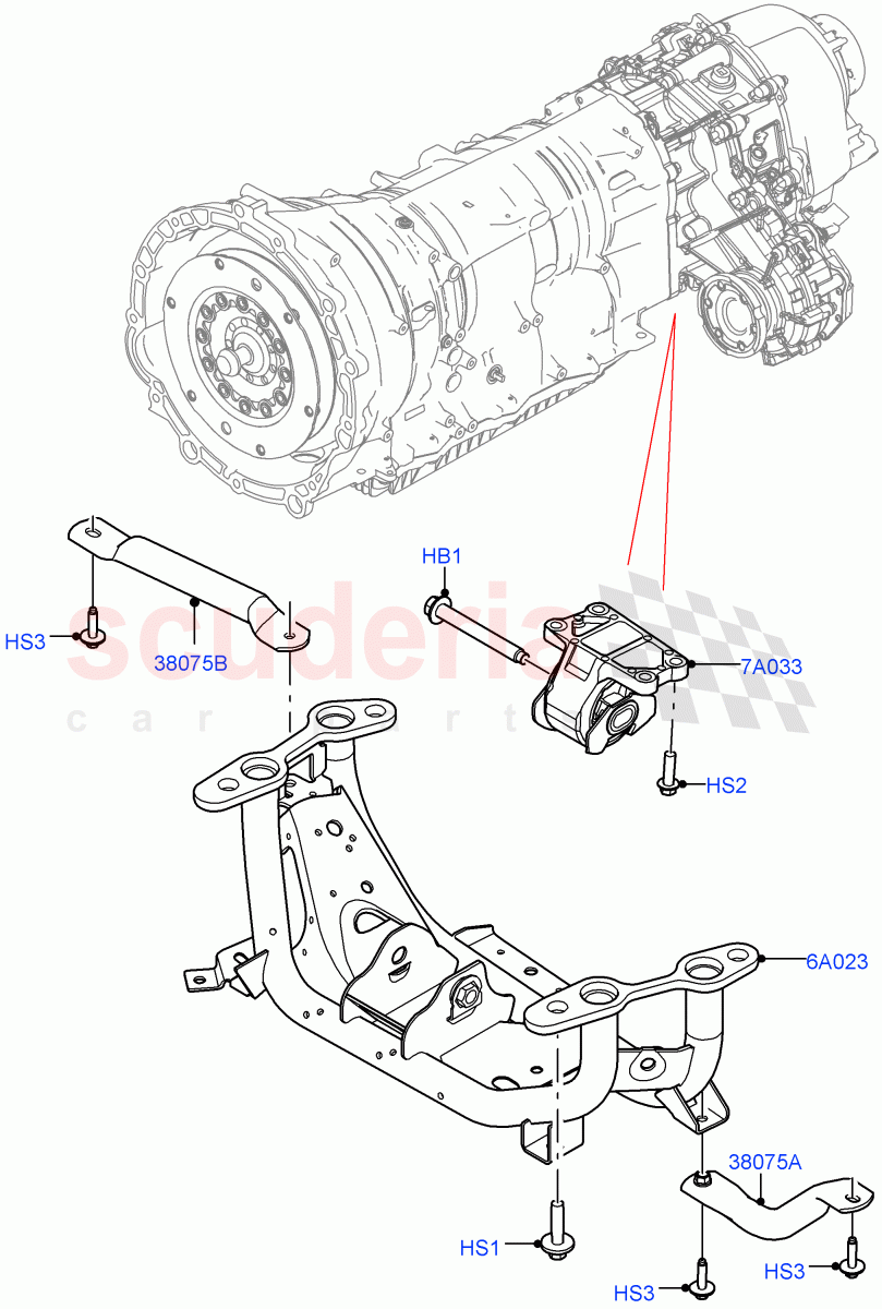 Transmission Mounting (Nitra Plant Build) (3.0L AJ20D6 Diesel High) ((V) FROMM2000001) of Land Rover Land Rover Defender (2020+) [2.0 Turbo Petrol AJ200P]