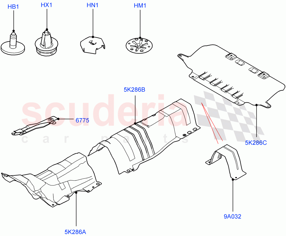 Splash And Heat Shields(Heat Shield)(2.0L I4 DSL MID DOHC AJ200,Halewood (UK),2.0L 16V TIVCT T/C Gen2 Petrol,2.0L 16V TIVCT T/C 240PS Petrol,2.0L I4 DSL HIGH DOHC AJ200) of Land Rover Land Rover Range Rover Evoque (2012-2018) [2.0 Turbo Diesel]