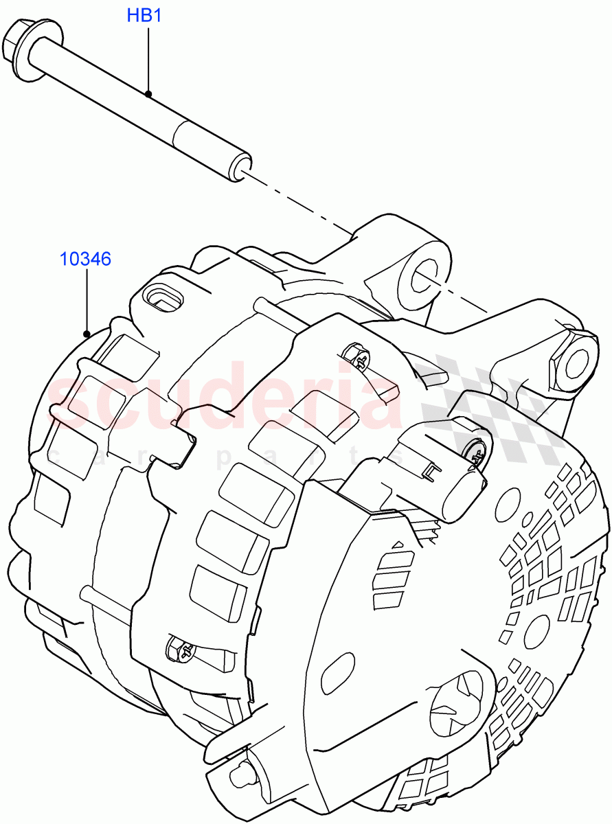 Alternator And Mountings (2.0L I4 DSL MID DOHC AJ200, Halewood (UK), 2.0L I4 DSL HIGH DOHC AJ200, 2.0L I4 High DOHC AJ200 Petrol, 2.0L I4 Mid DOHC AJ200 Petrol) ((V) FROMGH000001) of Land Rover Land Rover Range Rover Evoque (2012-2018) [2.0 Turbo Petrol GTDI]