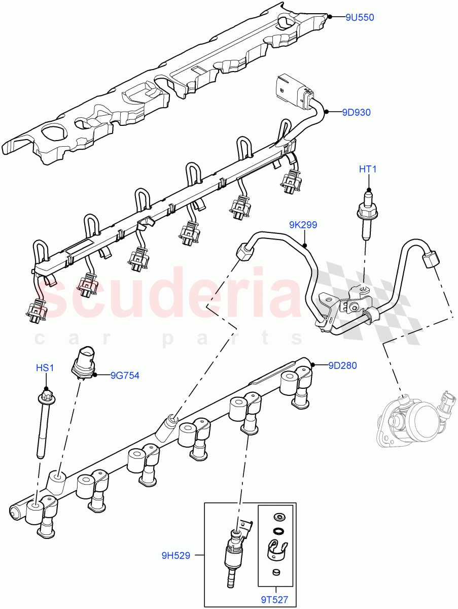 Fuel Injectors And Pipes (3.0L AJ20P6 Petrol High) ((V) FROMKA000001) of Land Rover Land Rover Range Rover Sport (2014+) [3.0 I6 Turbo Petrol AJ20P6]