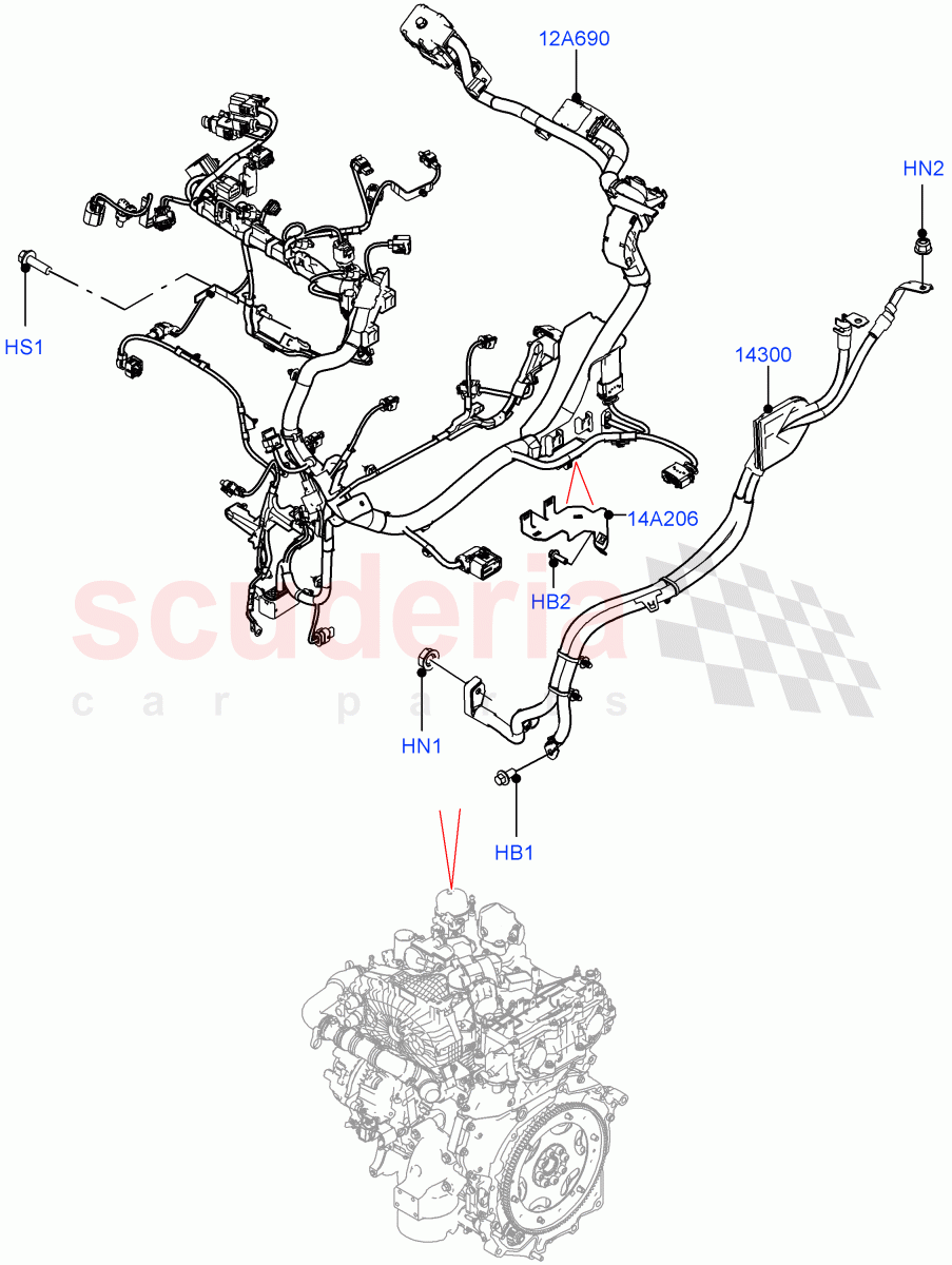 Engine Harness (1.5L AJ20P3 Petrol High PHEV, Halewood (UK)) ((V) FROMLH000001) of Land Rover Land Rover Range Rover Evoque (2019+) [2.0 Turbo Diesel AJ21D4]