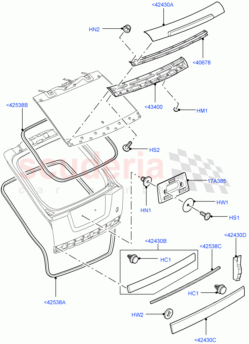 Luggage Compartment Door (Finisher And Seals) ((V) TO9A999999) of Land Rover Land Rover Range Rover Sport (2005-2009) [4.4 AJ Petrol V8]