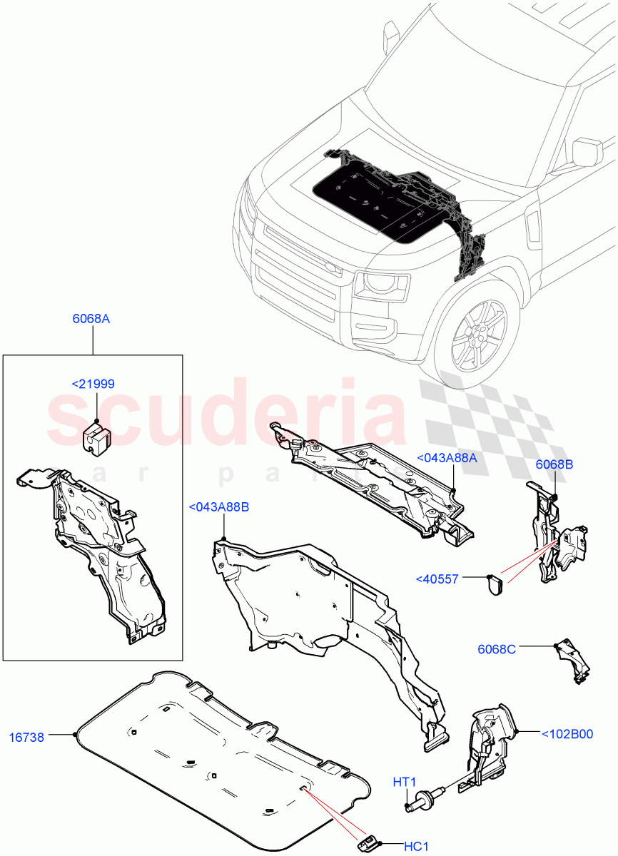 Insulators - Front (Engine Compartment) of Land Rover Land Rover Defender (2020+) [2.0 Turbo Petrol AJ200P]
