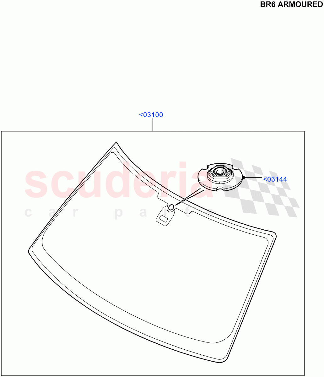 Windscreen/Inside Rear View Mirror (With B6 Level Armouring) ((V) FROMAA000001) of Land Rover Land Rover Range Rover (2010-2012) [5.0 OHC SGDI NA V8 Petrol]