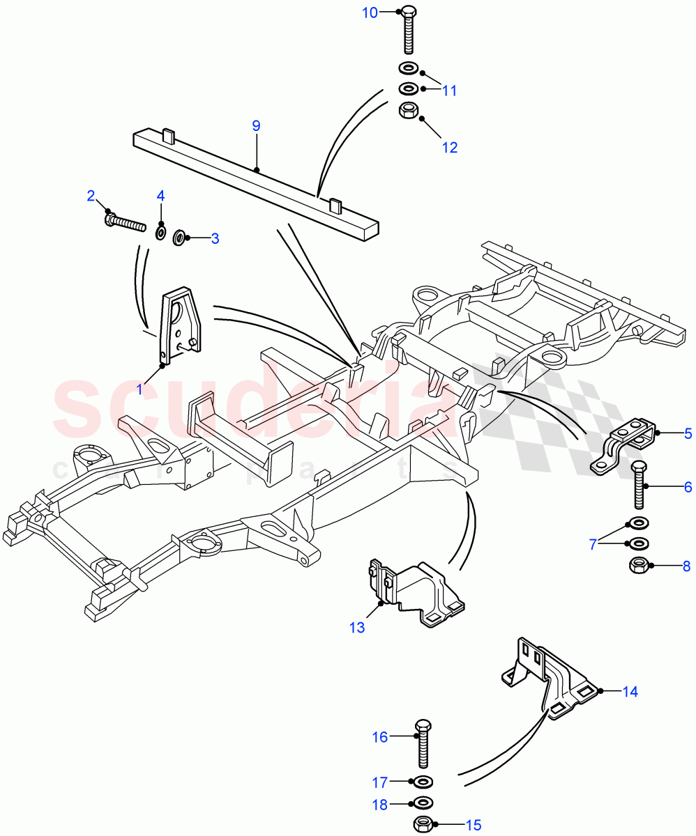 Chassis Fittings (130" Wheelbase, 110" Wheelbase) ((V) FROM7A000001) of Land Rover Land Rover Defender (2007-2016)