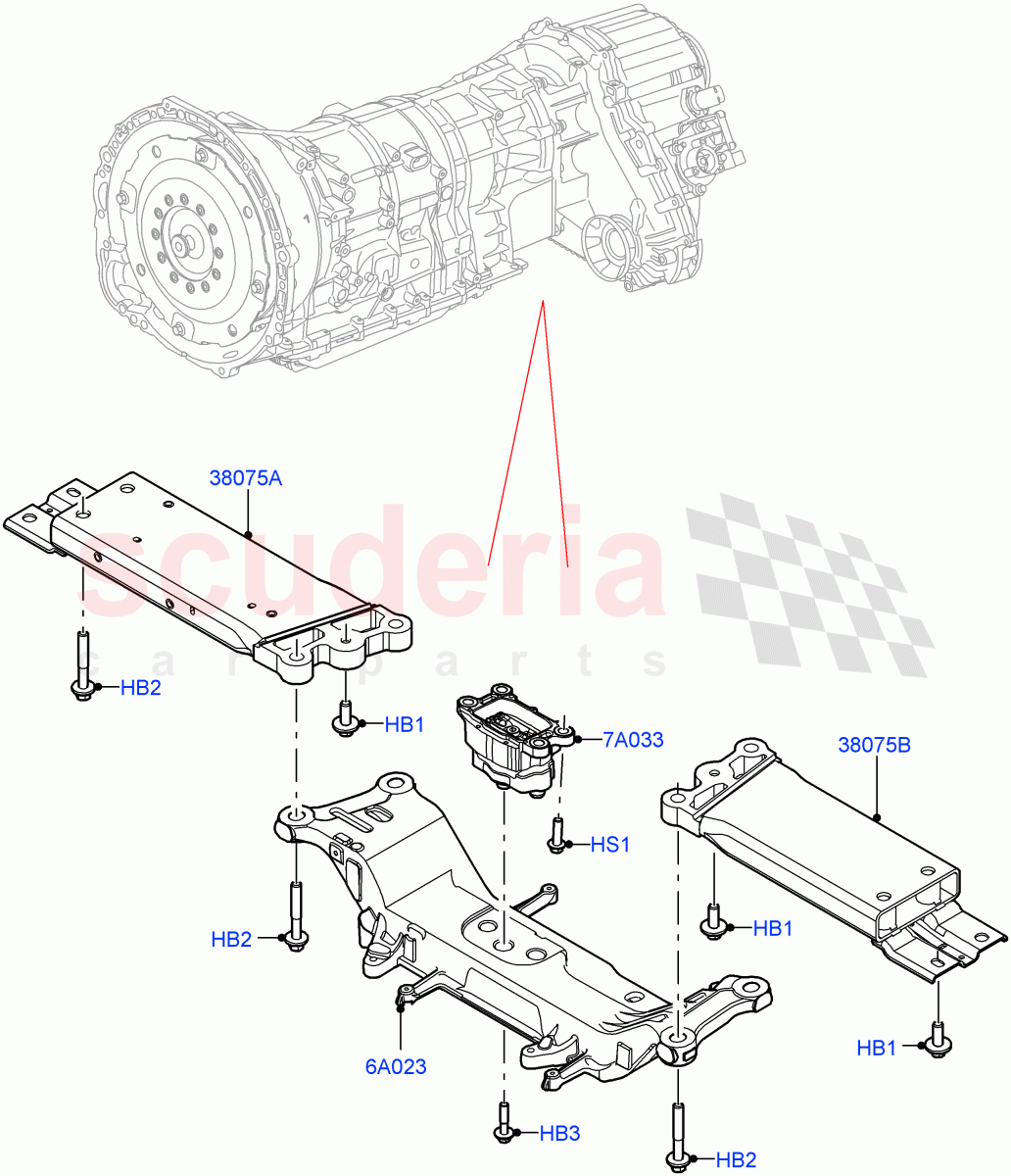 Transmission Mounting(3.0L AJ20P6 Petrol High) of Land Rover Land Rover Range Rover (2022+) [3.0 I6 Turbo Petrol AJ20P6]