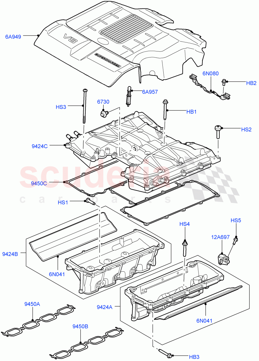 Inlet Manifold (Manifolds, Intercooler And Cover) (5.0L OHC SGDI SC V8 Petrol - AJ133) ((V) FROMAA000001) of Land Rover Land Rover Range Rover Sport (2010-2013) [5.0 OHC SGDI SC V8 Petrol]