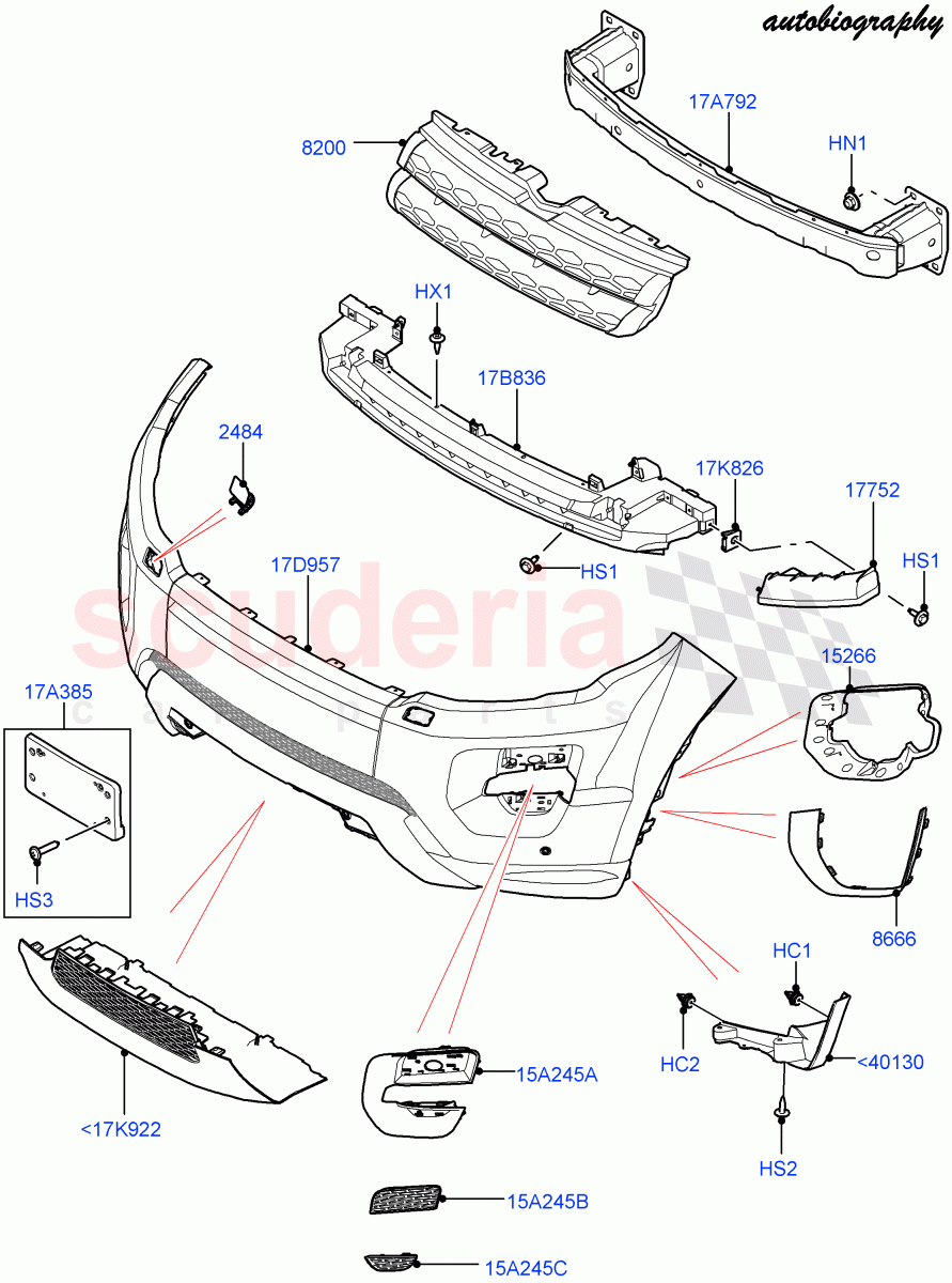 Radiator Grille And Front Bumper (Halewood (UK), Autobiography Sales Badge, Autobiography Pack) ((V) FROMFH000001) of Land Rover Land Rover Range Rover Evoque (2012-2018) [2.0 Turbo Petrol GTDI]