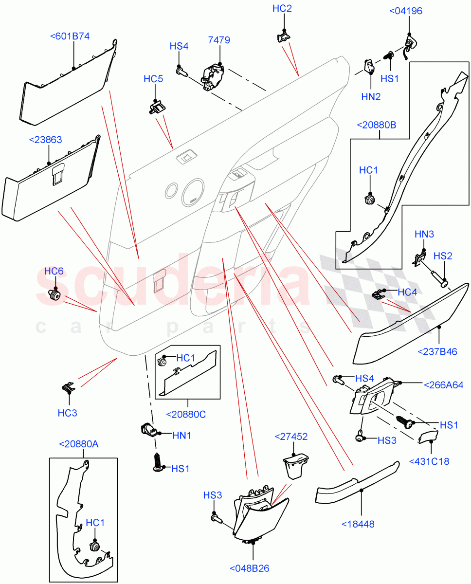 Rear Door Trim Installation (Finishers And Mouldings) (Long Wheelbase) ((V) FROMEA000001, (V) TOHA999999) of Land Rover Land Rover Range Rover (2012-2021) [3.0 I6 Turbo Petrol AJ20P6]