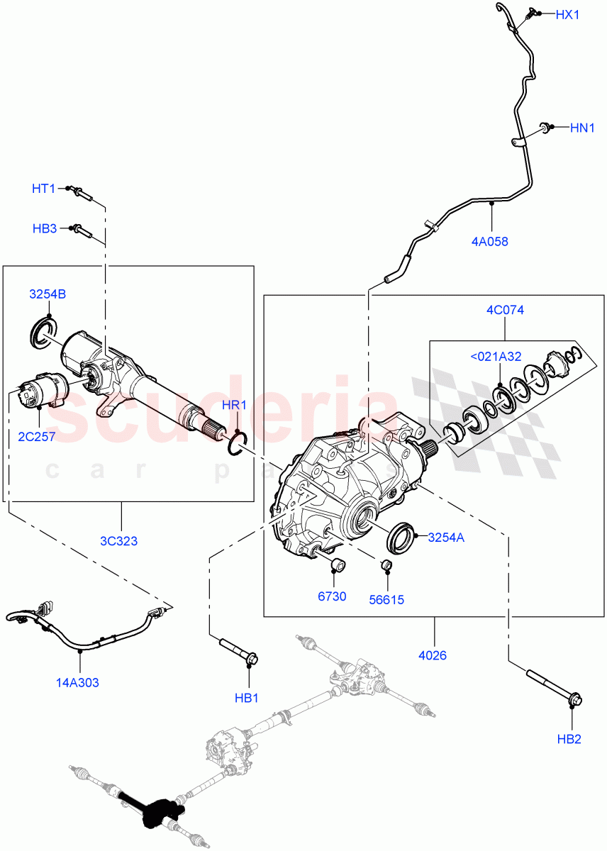 Front Axle Case (3.0L AJ20P6 Petrol High, 3.0L AJ20D6 Diesel High, 3.0L AJ20P6 Petrol PHEV) of Land Rover Land Rover Range Rover (2022+) [3.0 I6 Turbo Diesel AJ20D6]