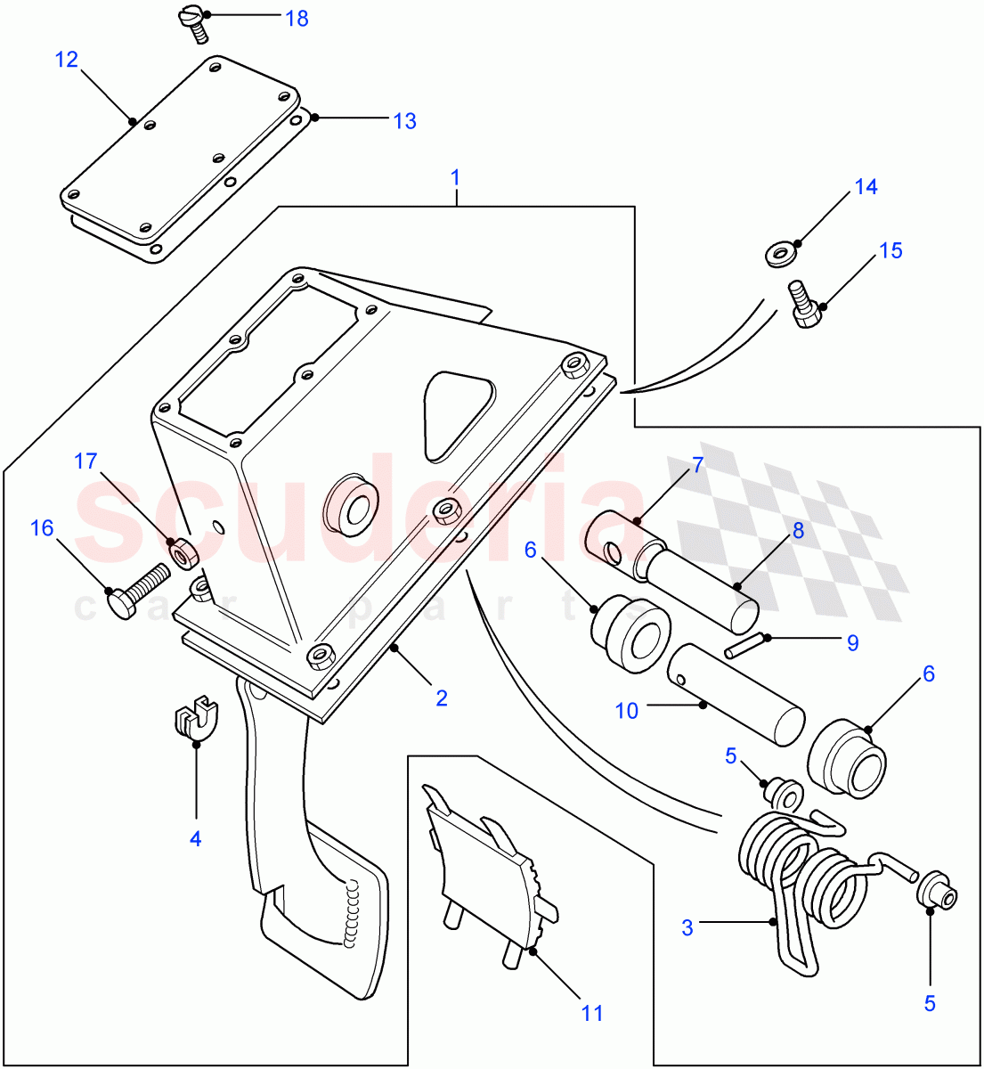 Clutch Pedal ((V) FROM7A000001) of Land Rover Land Rover Defender (2007-2016)