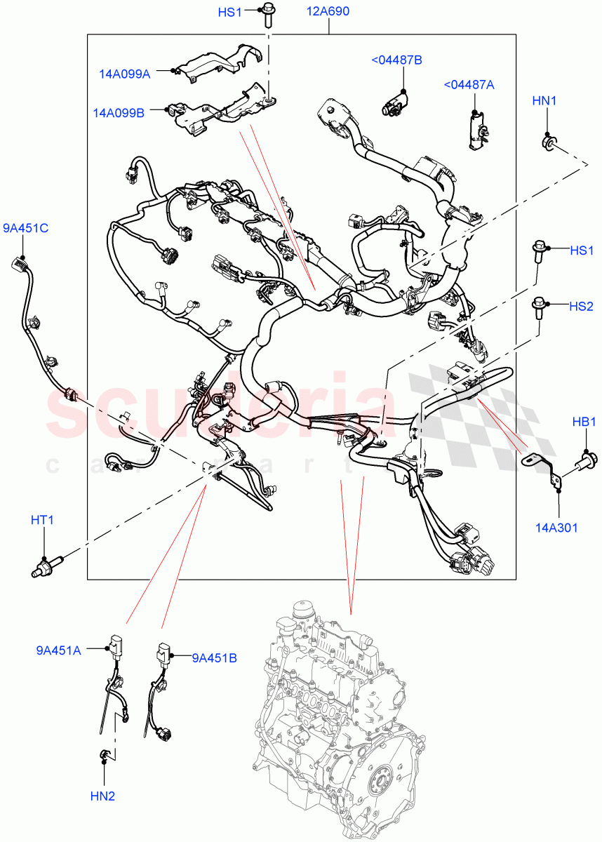 Electrical Wiring - Engine And Dash(Engine)(2.0L AJ20D4 Diesel LF PTA,9 Speed Auto Trans 9HP50,Halewood (UK),2.0L AJ20D4 Diesel Mid PTA,2.0L AJ20D4 Diesel High PTA)((V)FROMLH000001) of Land Rover Land Rover Discovery Sport (2015+) [2.0 Turbo Petrol AJ200P]