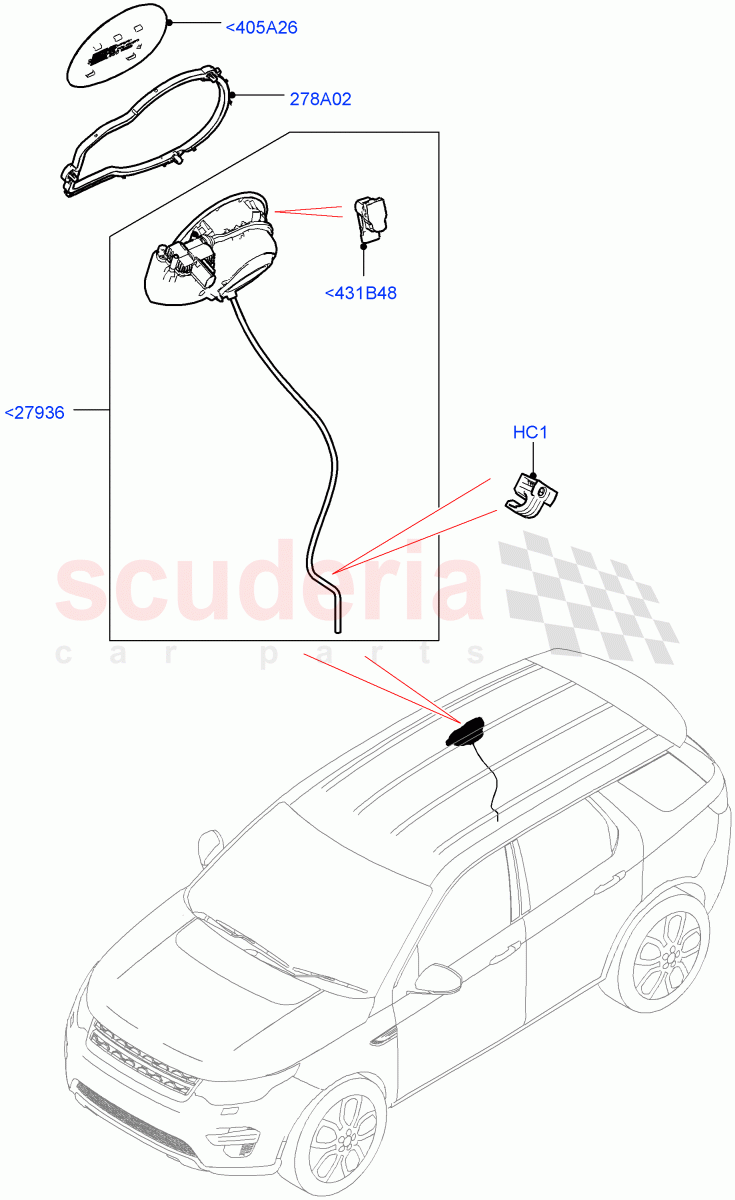 Fuel Tank Filler Door And Controls (Halewood (UK)) of Land Rover Land Rover Discovery Sport (2015+) [1.5 I3 Turbo Petrol AJ20P3]