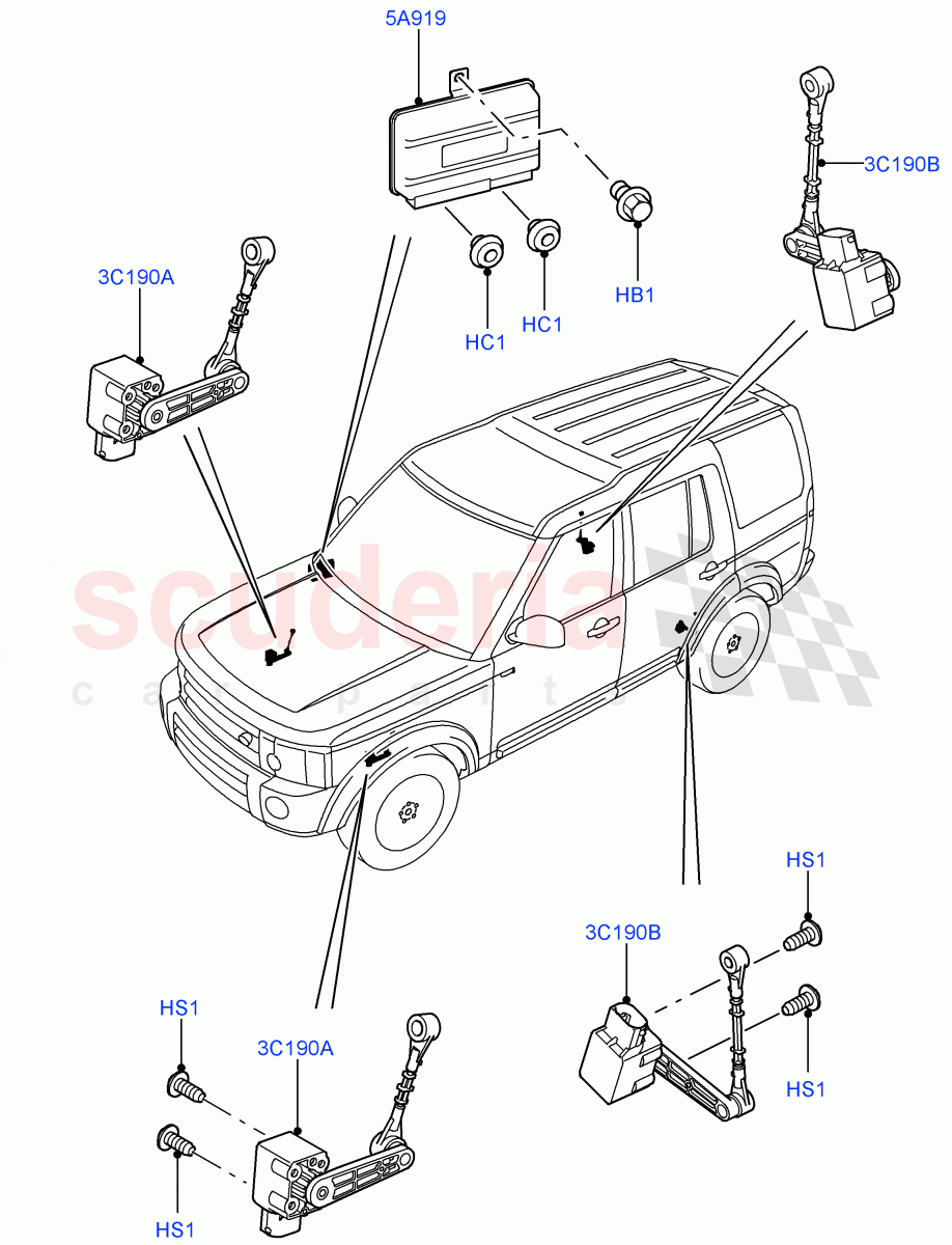 Air Suspension Controls/Electrics (With Four Corner Air Suspension) ((V) FROMAA000001) of Land Rover Land Rover Discovery 4 (2010-2016) [3.0 Diesel 24V DOHC TC]