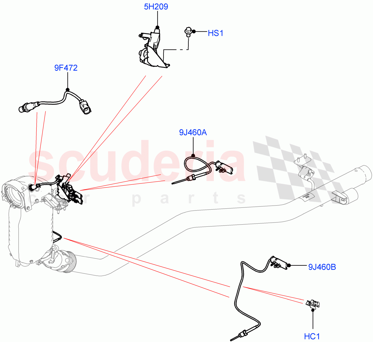 Exhaust Sensors And Modules (Nitra Plant Build) (2.0L I4 DSL HIGH DOHC AJ200, Stage V Plus DPF, Euro Stage 4 Emissions) ((V) FROMK2000001) of Land Rover Land Rover Defender (2020+) [2.0 Turbo Diesel]