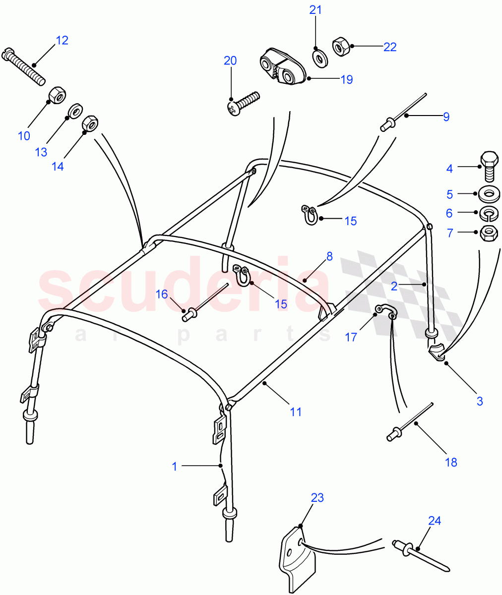 Hoodsticks(Soft Top,90" Wheelbase)((V)FROM7A000001) of Land Rover Land Rover Defender (2007-2016)