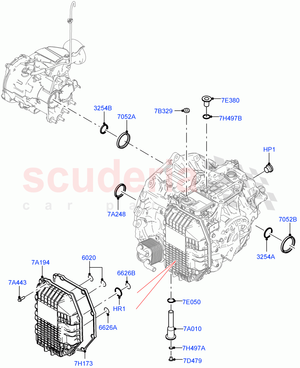 Transmission External Components (1.5L AJ20P3 Petrol High PHEV, 8 Speed Automatic Trans 8G30, Halewood (UK), 1.5L AJ20P3 Petrol High) ((V) FROMLH000001) of Land Rover Land Rover Discovery Sport (2015+) [2.0 Turbo Petrol GTDI]