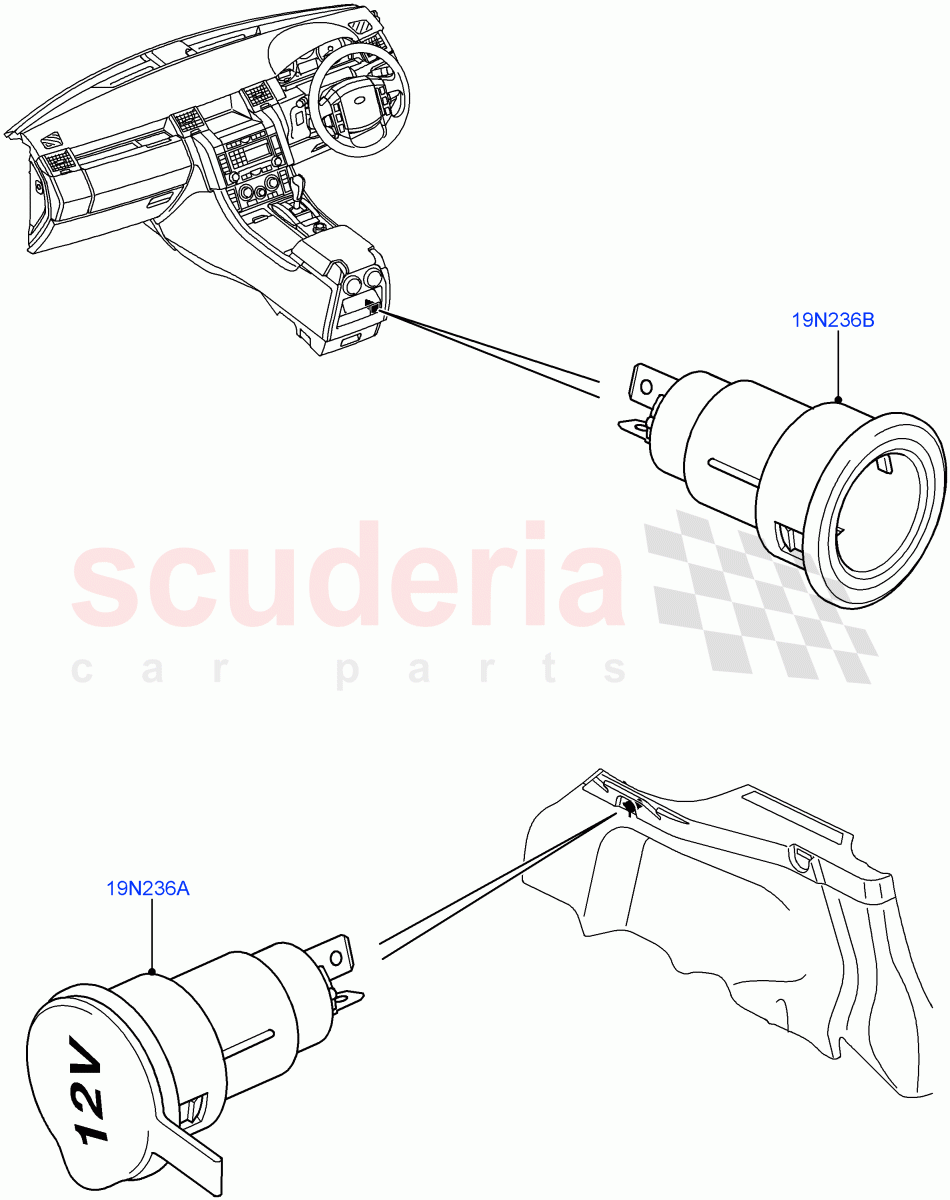 Auxiliary Electrical Power Points ((V) TO9A999999) of Land Rover Land Rover Range Rover Sport (2005-2009) [4.4 AJ Petrol V8]